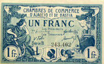 Billet des chambres de commerce d'Ajaccio et de Bastia (Un franc Série B)
