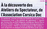 Article - À la découverte des Ateliers du Spectateur de Corsica Doc (2012)
