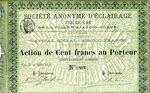 Billet Action de 100 francs Société Anonyme d'Eclairage (Gaz d'Ajaccio)