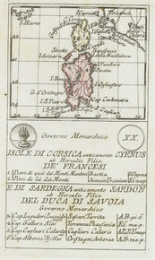 DA RABATTA - DE BAILLOU - LAMBERTI A Isole di Corsica anticamente Cyrnus ab Herculis Filio de Franci Florence 1779
