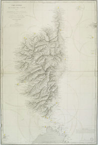 HELL Carte générale de l'île de la Corse Paris 1831 1875