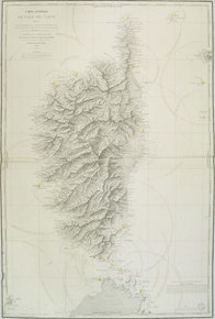 HELL Carte générale de l'île de la Corse Paris 1831 1875
