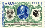 Timbre Bicentenaire du rattachement de la Corse à la France (0,25 francs) 1968